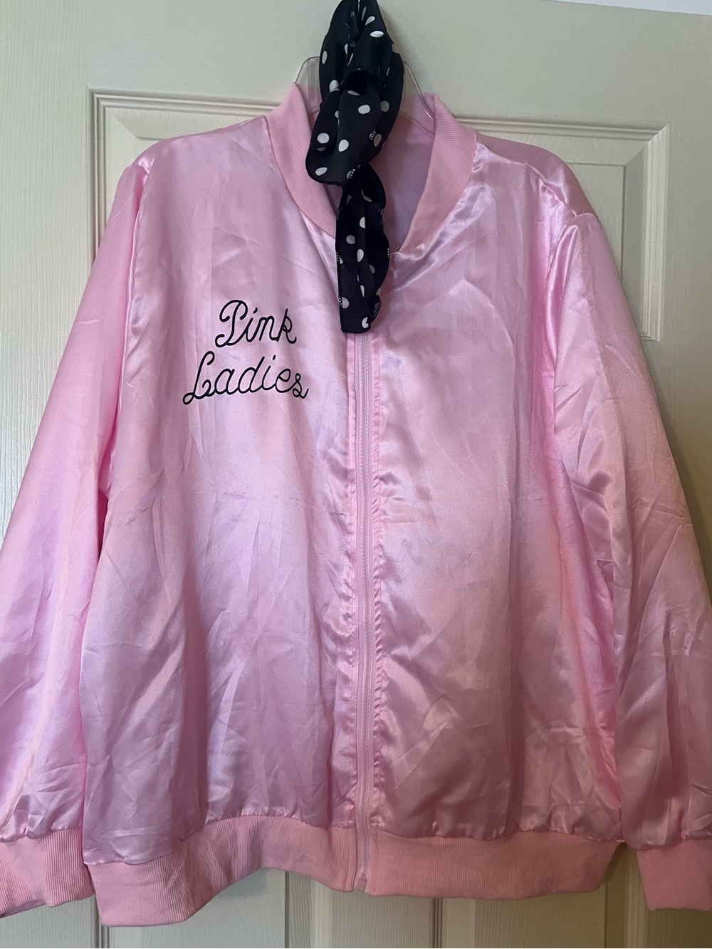 Grease Pink Ladies Jacket & Matching Polka Dot Scarf, XL
